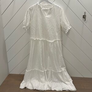 White Eyelet Tiered Maxi Dress